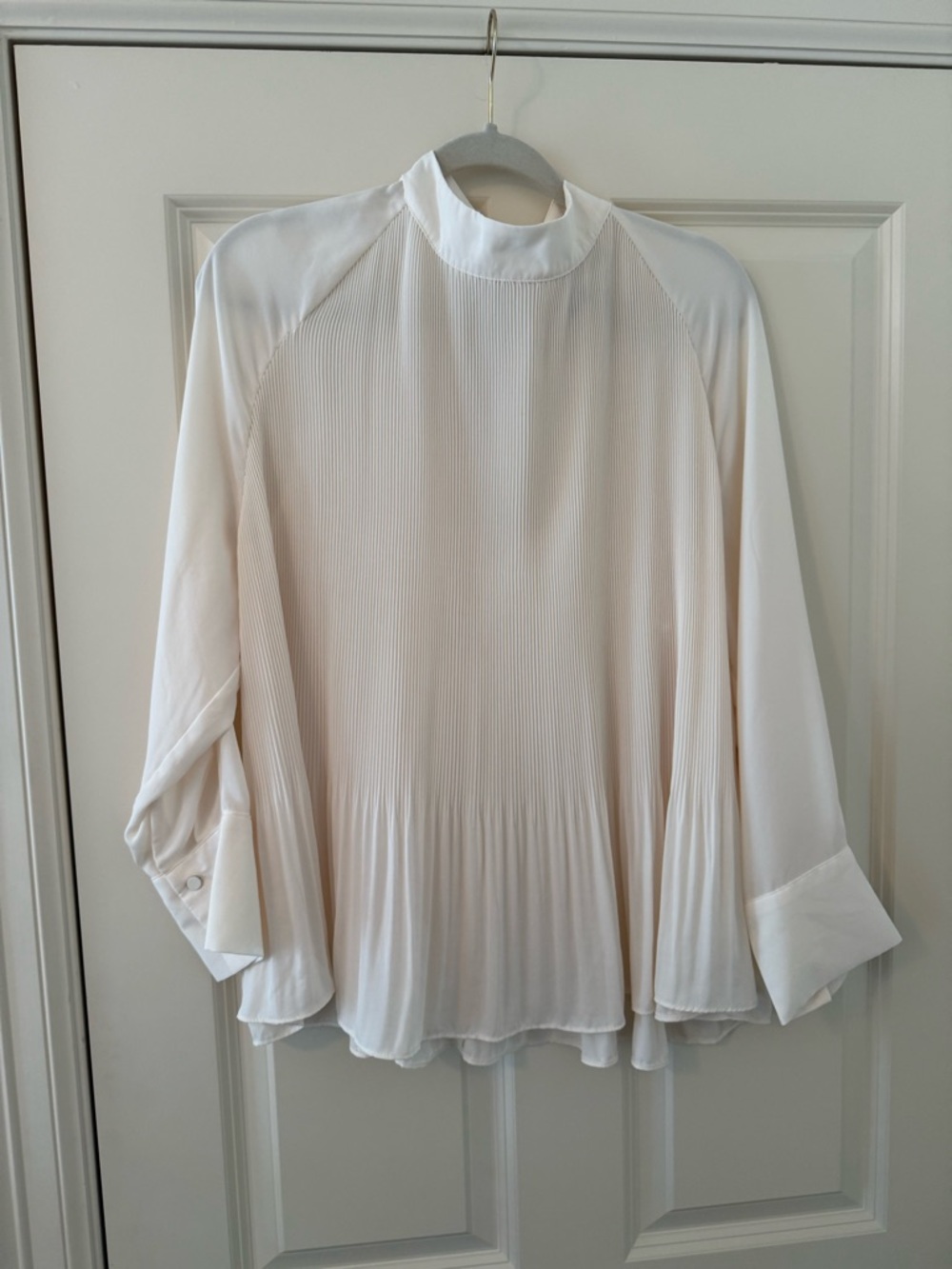 H&M Cream Pleated High-Neck Blouse